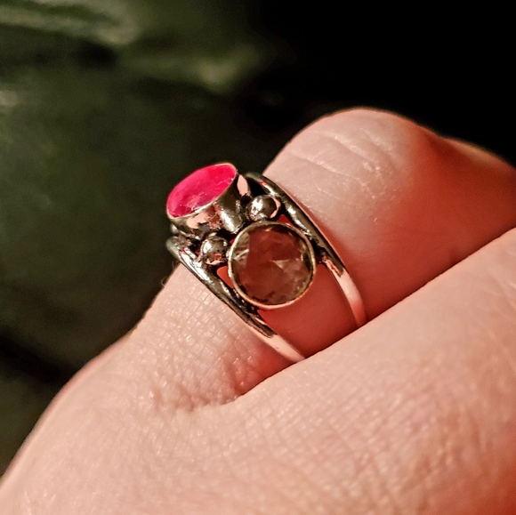 New Kashmir Ruby and Morganite Silver Ring. - Picture 2 of 8